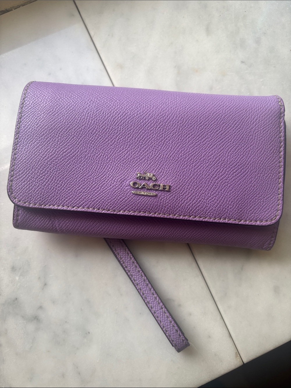 Coach Lavender Pebbled Leather Wristlet